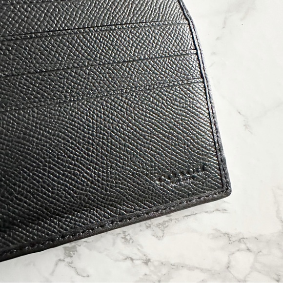 25. Coach Signature Outline Black Leather Envelope Trifold Wallet Card Holder - Picture 12 of 14